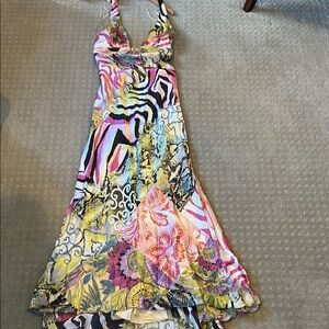 Issue New York Pink Yellow Halter High Low Sundress